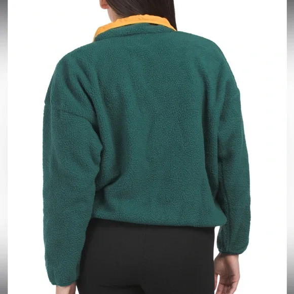 Wilo the Label Fleece Pullover in marigold and teal Women